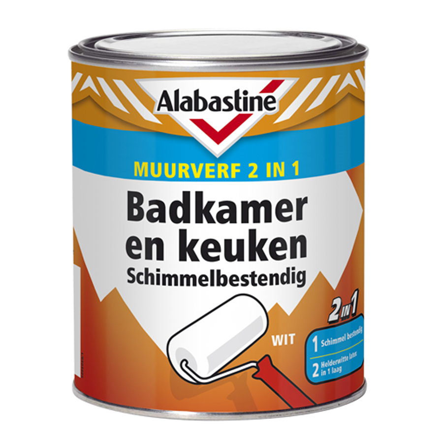 2in1 Muurverf Badkamer en Keuken Schimmelbestendig. Alabastine